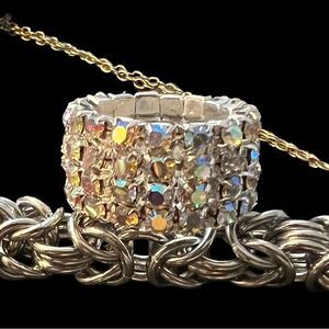 “Beautiful Billion Dollar Band”~ Rhinestone wide band elastic ring